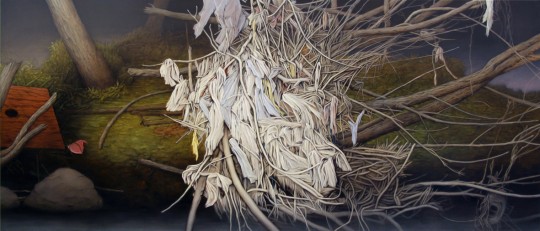 detail - 'A Riverbank (culvert, detritus and apparitions)' right panel, 2012 by Andrew Browne